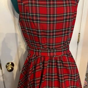 Stunning red Scottish tartan plaid Xmas full circle swing dress British Retro